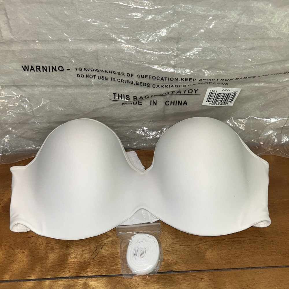 Lilyette‎ Women's 42C Strapless White Underwired Bra & Shoulder Straps
